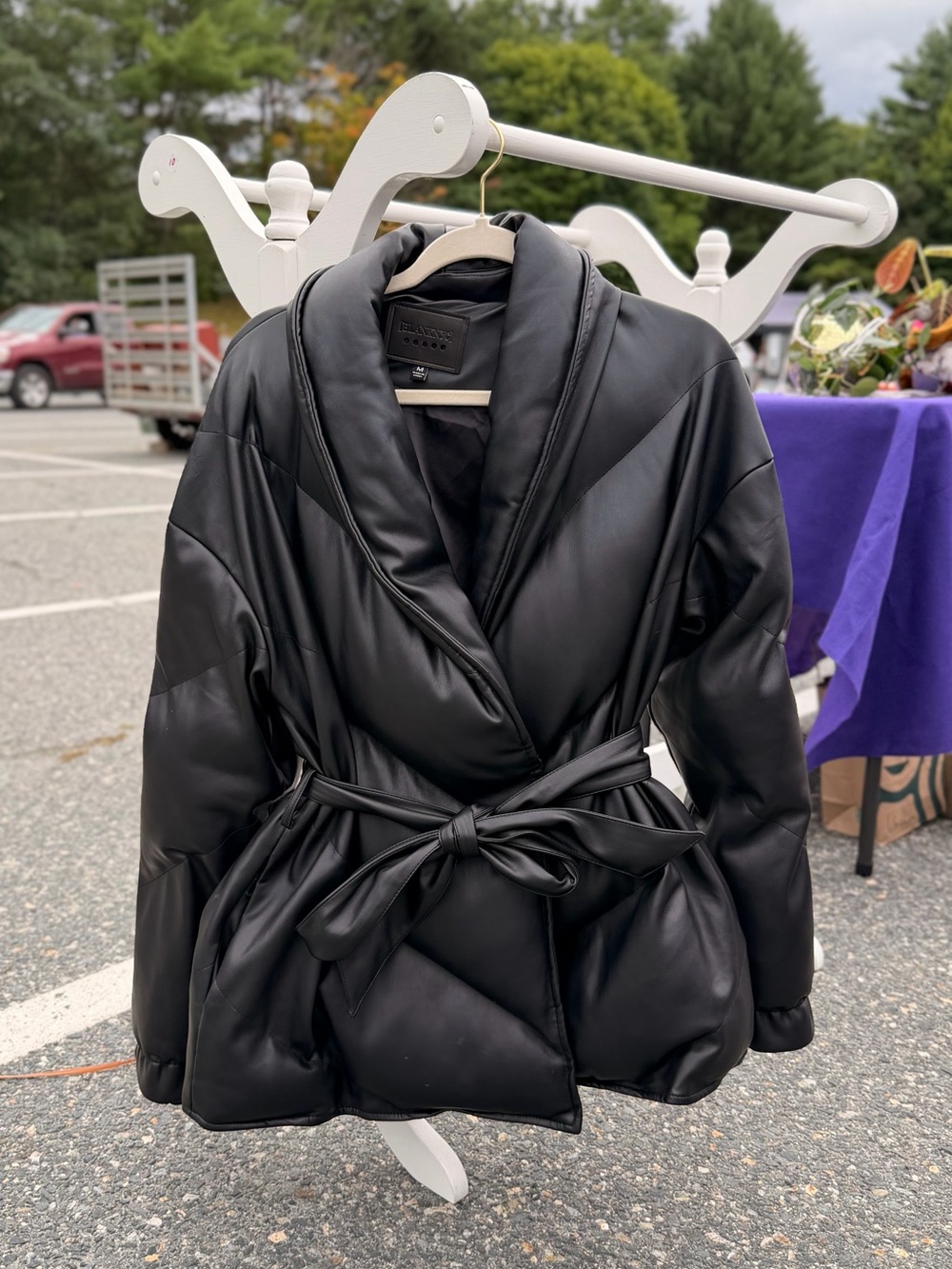Blank NYC Black Shawl-Collar Belted Puffer Jacket NWOT